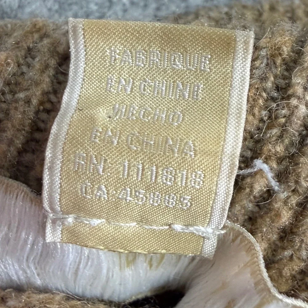 Michael Kors Turtleneck Sweater Womens Medium Camel Brown Ribbed Button Cuff MK